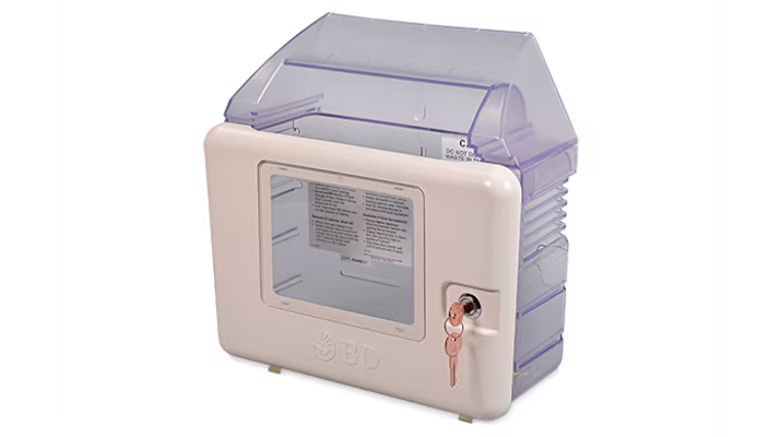 BD® Sharps Container Locking Wall Cabinet with Shield, 5.4 qt